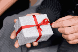 Opening a Gift on Christmas