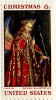 1968 Christmas stamp, Jan van Eyck, The Annunciation (angel detail)