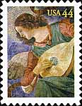 2010 Angel with Lute stamp, fresco by Melozzo da Forli