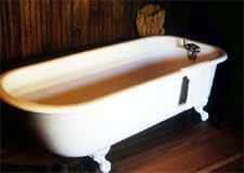 Bathtub symbolizes cleansing pictured by baptism by immersion
