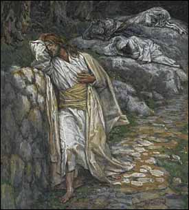 James J. Tissot, 'My Soul is Exceedingly Sorrowful unto Death' (1884-96), gouache on board, Brooklyn Museum, New York. 