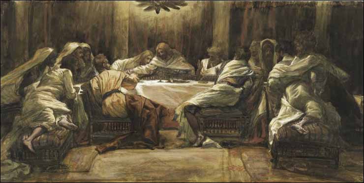 Tissot, The Last Supper: Judas dipping his hand in the dish