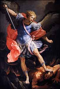Guido Reni, "The Archangel Michael Defeating Satan" (1635), Santa Maria della Concezione de Cappuccini, Rome, Italy